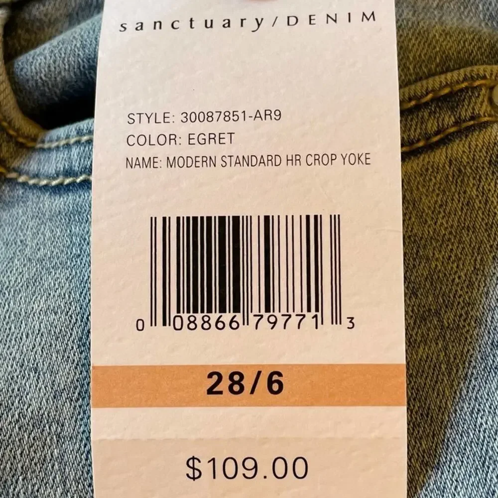 Sanctuary Modern‎ Straight High Rise Crop Yoke Jeans NWT Size 28